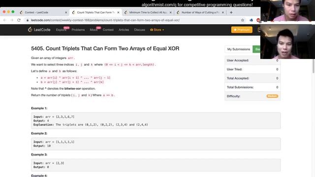 1442. Count Triplets That Can Form Two Arrays of Equal XOR (Leetcode Medium) смотреть онлайн