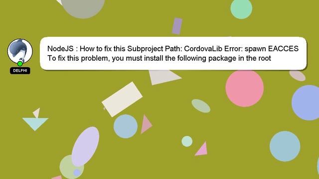 NodeJS : How to fix this Subproject Path: CordovaLib Error: spawn EACCES смотреть онлайн
