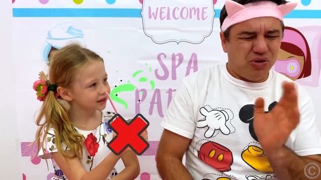 Настя устроила для папы салон красоты. Веселое видео для детей смотреть онлайн