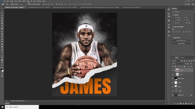 Adobe Photoshop Tutorial l Grunge Sports Poster Design l Easy Tips смотреть онлайн