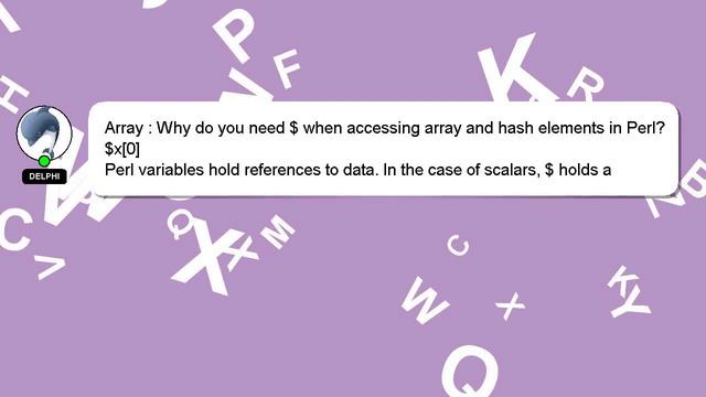 Array : Why do you need $ when accessing array and hash elements in Perl? смотреть онлайн