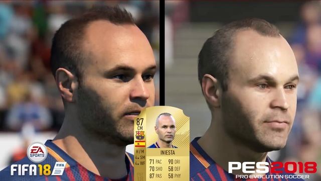 ЛИЦА ИГРОКОВ БАРСЕЛОНЫ FIFA 18 VS PES 18 смотреть онлайн
