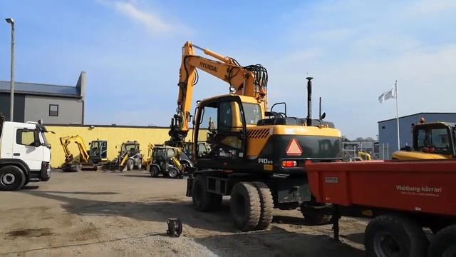 Hjulgrävare Hyundai Robex 140W-9 -10 (9317h) rototilt, skoppaket, grävsystem Leica смотреть онлайн