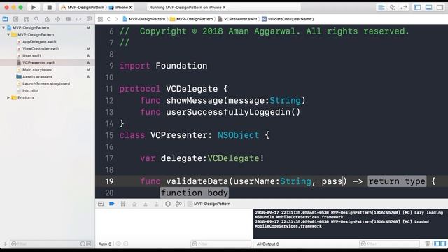 Swift Tutorial: MVP(Model View Presenter) Design Pattern in iOS смотреть онлайн
