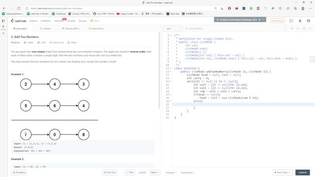 LeetCode 2 | Add Two Numbers | ListNode | Java смотреть онлайн