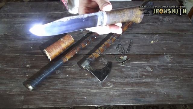Скрамасакс ВАРЯГ боевой нож германских племен ручная ковка сталь 9хс зонная закалка клинка смотреть онлайн