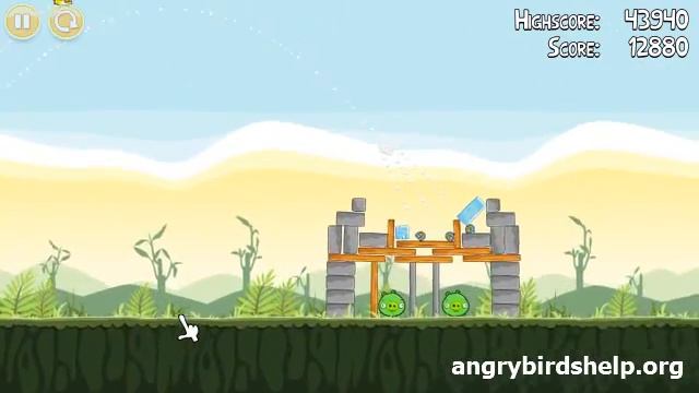 Angry Birds Level 2-12 - 3 Star Walkthrough смотреть онлайн