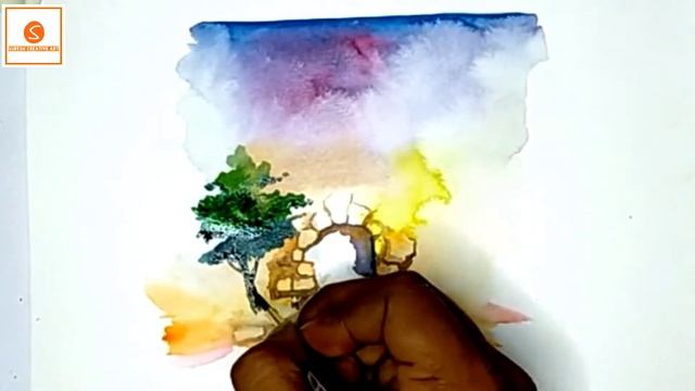 Rainy day Watercolor Painting | Landscape Painting | Nature Painting | Suresh Creative Art смотреть онлайн
