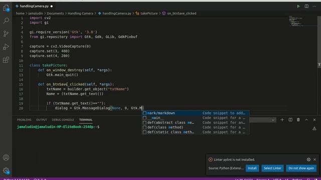 Handling Camera Python openCV interface Glade смотреть онлайн
