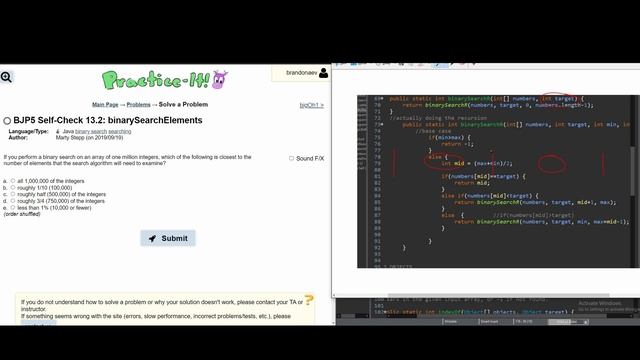 Java Practice It || 13.2 binarySearchElements || searching & sorting смотреть онлайн