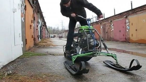 Самодельный снегоход с подвеской Polaris Rush. Пробный выезд. Двигатель 150сс.