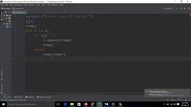 9: Python Program To Convert Line of String in a list without using split function(Hindi) смотреть онлайн