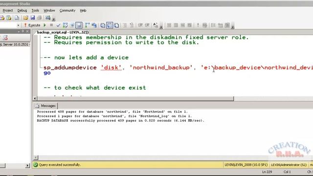 introduction to sql server 2008 - create database backup - part 2 ( transact = sql ) смотреть онлайн