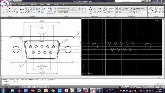 AutoCad in Hindi 2018 | 2D |Computer Hardware (IOIOI) Serial Port Shape Design смотреть онлайн