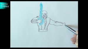 How to draw Sub Zero, Mortal Kombat, Как нарисовать Саб Зиро, Мортал Комбат