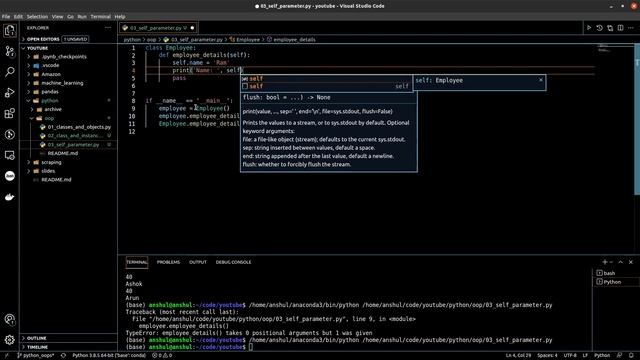 03 OOP with Python - Self Parameter смотреть онлайн