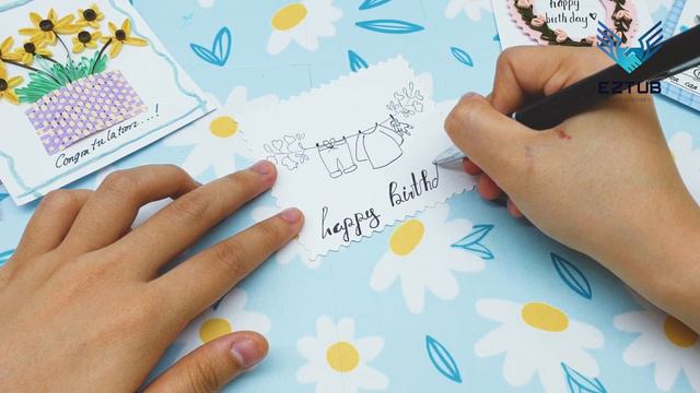 Draw super cute birthday cards | Super simple birthday card making | Drawing. смотреть онлайн
