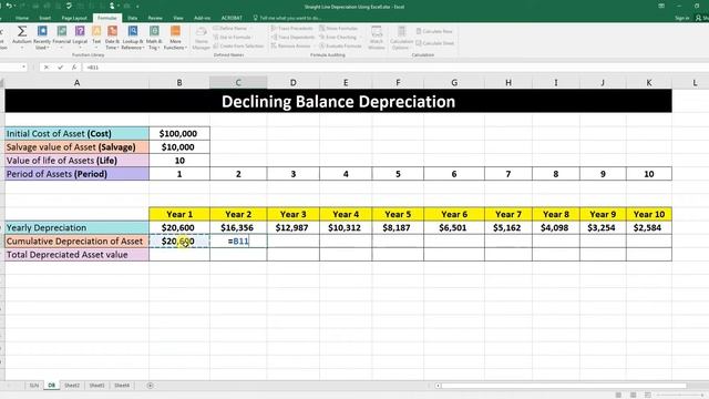 Practical of Declining Balance depreciation in excel | 2020 смотреть онлайн