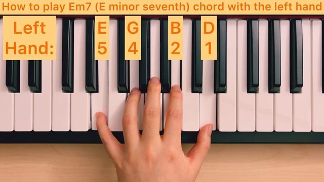 Piano Lesson 184: How to play Em7 (E minor seventh) chord with the left hand play along tutorial смотреть онлайн