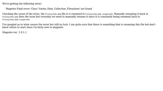 Filename of class Varien_Data_Collection_Filesystem getting renamed to Filesystem.php.suspected смотреть онлайн