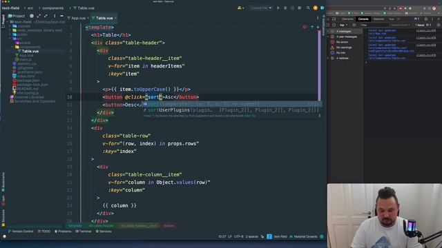 Vue.js v3 Table component with Sorting. смотреть онлайн