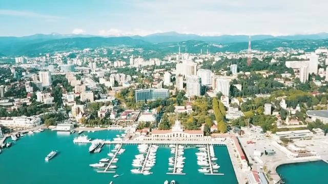 Сочи , морской вокзал , вид с высоты птичьего полёта смотреть онлайн