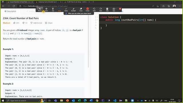 L5. Count Number of Bad Pairs || Leetcode || Hashmap || Java || Part2 || #90dayschallenge || #day5 смотреть онлайн