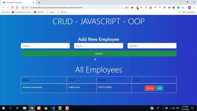 1- crud app using oop in javascript intro смотреть онлайн