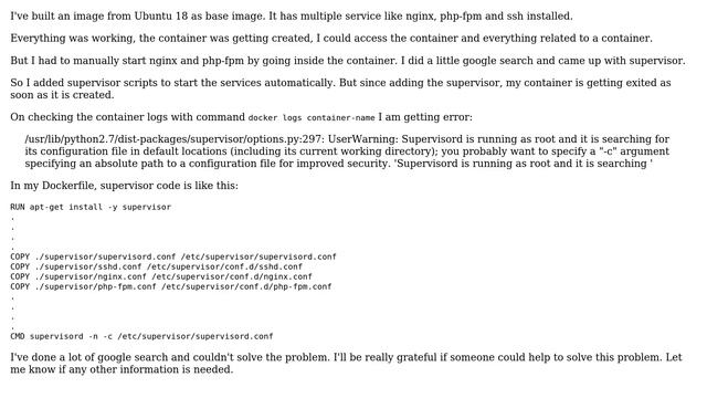 Docker containers exiting due to supervisor смотреть онлайн
