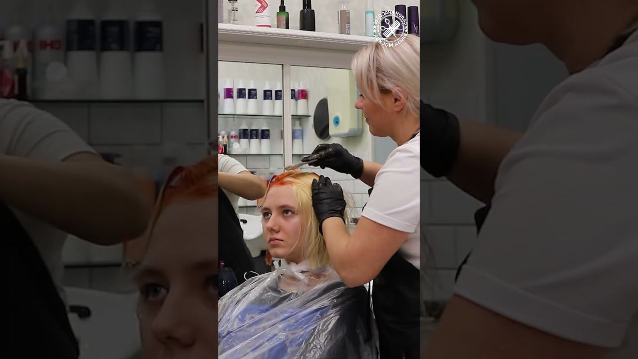 Из блонда к коралловый цвет окрашивание и стрижка каре смотреть онлайн
