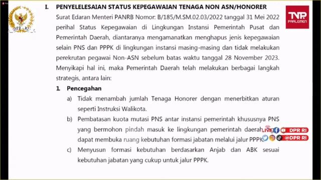 HASIL RAPAT DPR RI DENGAN PEMDA PENYELESAIAN HONORER JADI PPPK DI PPPK 2022 смотреть онлайн