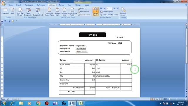How to make Payslip in Word | using Mail merge & Excel смотреть онлайн