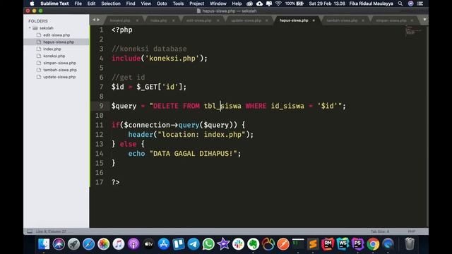 CRUD PHP & MySQLi Dengan Bootstrap 4 #6 - Proses Hapus Data Dari Database смотреть онлайн