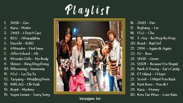 KPOP PLAYLIST 2009 (SNSD, KARA, 2PM, 2NE1, WONDER GIRLS ... )