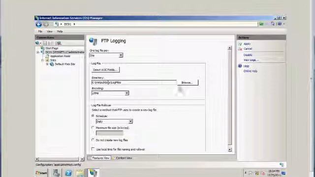 How to change the maximum log file size for an FTP site on a Windows 2008 R2 server in IIS смотреть онлайн
