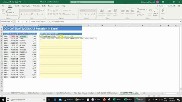 Part 10: Microsoft Excel Formula Course - concatenate excel or concat function [With Example] смотреть онлайн