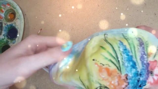 Ручная роспись тканевых масок (батик и акриловые краски по ткани). Свободная роспись смотреть онлайн