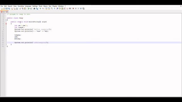 java program to Swap two numbers смотреть онлайн