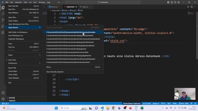 Adress-Datenbank programmieren und als CSV-Datei in Excel auslagern - auf github hochladen - Übung смотреть онлайн