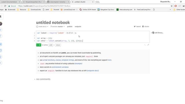 Play around node modules using runkit and replem смотреть онлайн