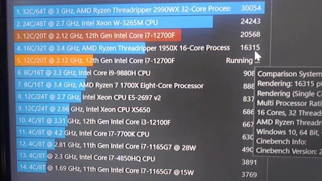 Turbo Boost Disabled Cinebench R23 benchmark I7-12700f, Intel 12th gen CPU Win 10, Z690 смотреть онлайн