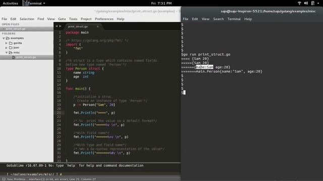 Go Golang How to print struct variable смотреть онлайн