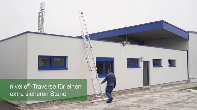 Универсальная 3-секционная лестница, с плоскими ступенями и траверсой nivello® MUNK 3х6 33318 смотреть онлайн