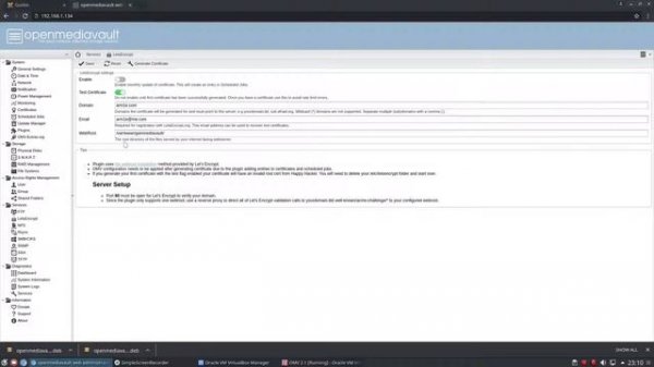 Installing Free SSL Certs in OpenMediaVault