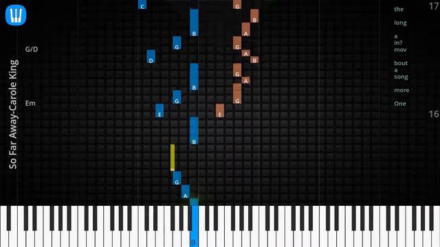 🎹Solo & Chord, So Far Away, Carole King, Synthesia Piano смотреть онлайн