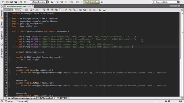 Ejemplo Java + JDBC – 3. Mapeando los DAO смотреть онлайн