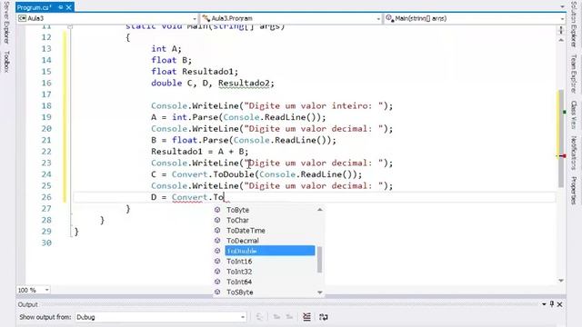 Video 3 - int float double parse convert com C# e Visual Studio смотреть онлайн