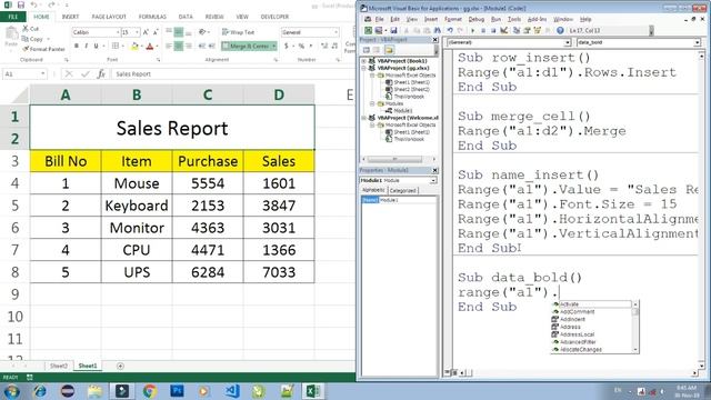 VBA Macro row insert, input data, merge, center, font size, tab color,sheet protect, unprotect shee смотреть онлайн
