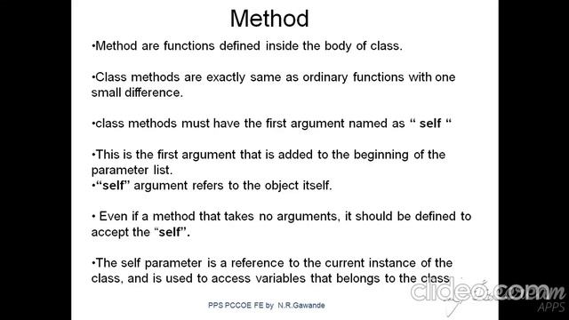 Features of Object Oriented Programming in python: What is class,object,method and message passing смотреть онлайн