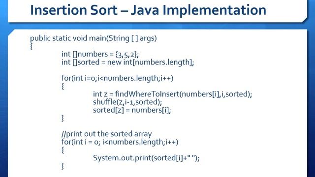 Lesson 11d_2 Implementing Insertion Sort in Java смотреть онлайн